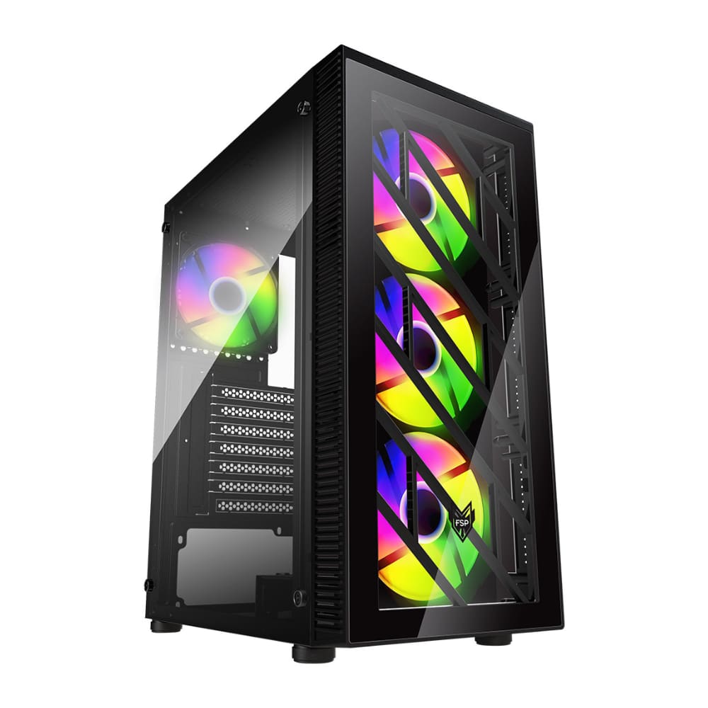 Gabinete Gamer FSP CMT192 RGB 4 Fans S/Fonte MidTower ATX Preto - CMT192