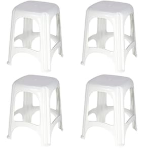 4 Banquetas Tramontina Niterói em Polipropileno Branco 45 cm 92411010