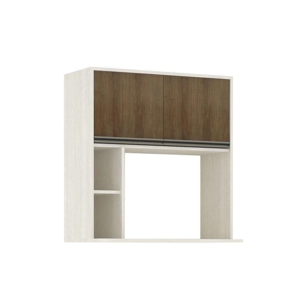 Armário Aéreo De Cozinha 80cm 2 Portas 4 Prateleiras E Nicho Microondas Linea Luciane Móveis