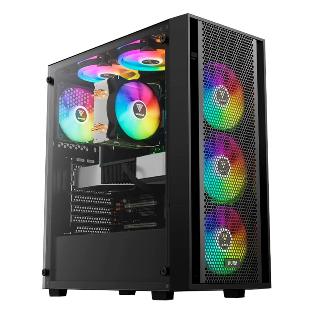Gabinete Gamer Gamdias Aura GC2 Elite ARGB 4 Fans MidTower ATX Preto - AURA GC2 ELITE ARGB