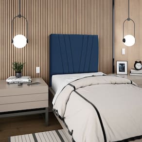 Cabeceira Para Cama Box Solteiro Carla 90cm Suede Marinho