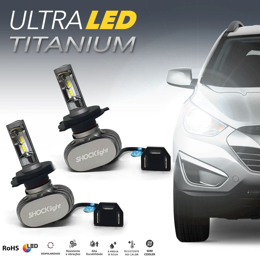 Par Lâmpadas H4 Farol Milha Crossfox Ultra Led Titanium 10000 Lumens Forte Branco Efeito Xenon 2016 2017 2018 2019 2020
