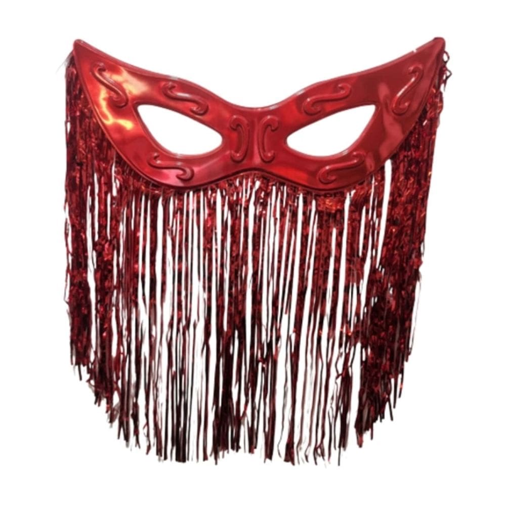 Decoração De Máscara Grande Cromus Com Cortina Vermelho