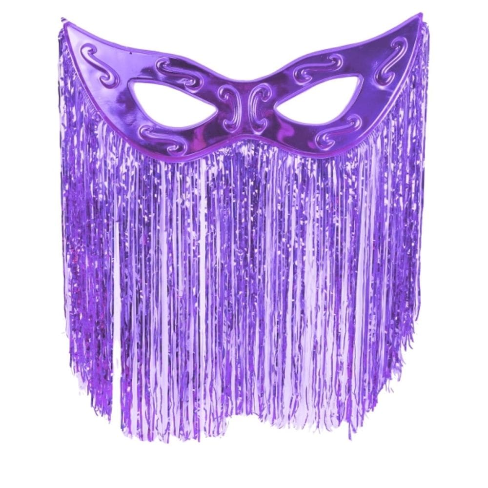 Decoração De Máscara Grande Cromus Com Cortina Roxo