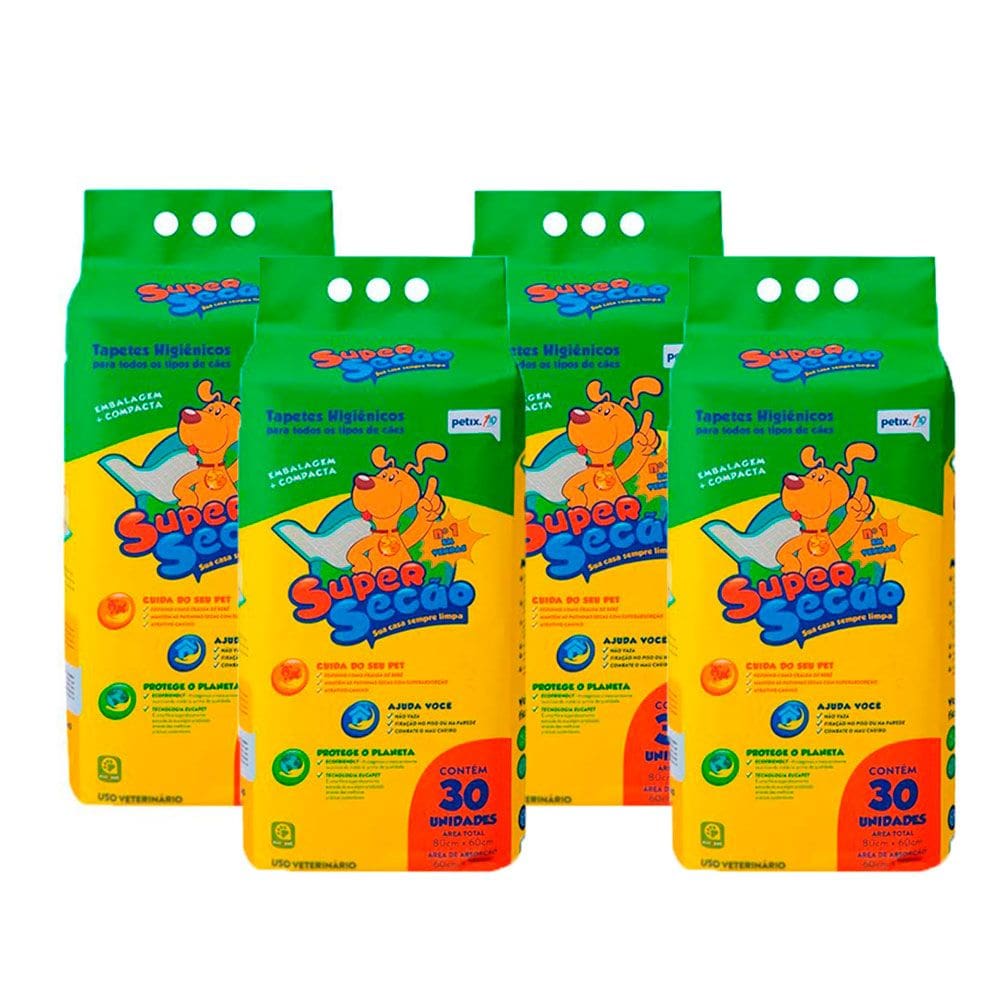 Combo 4 Tapetes Higiênicos para Cachorro Super Secão