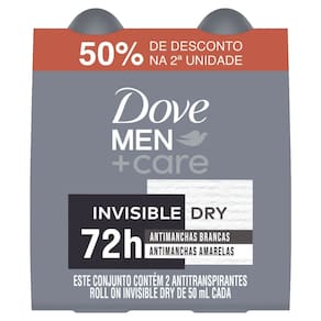 Desodorante Dove Men Roll On Invisible Dry 2 Unidades De 50ml