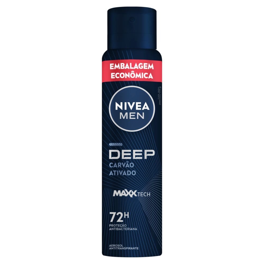 Desodorante Antitranspirante Nivea Men Deep Carvão Ativado Maxx Tech 200ml