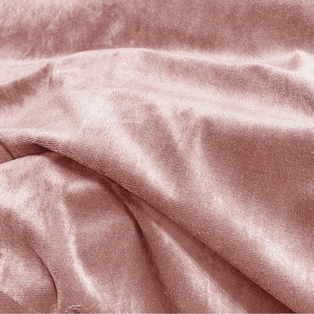 Lençol De Plush Flannel Avulso Com Elástico - Hiper Textil - Rosê - Queen