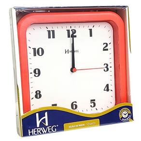 Relógio de Parede Herweg Quartz Analógico Quadrado Vermelho 6145 - 044