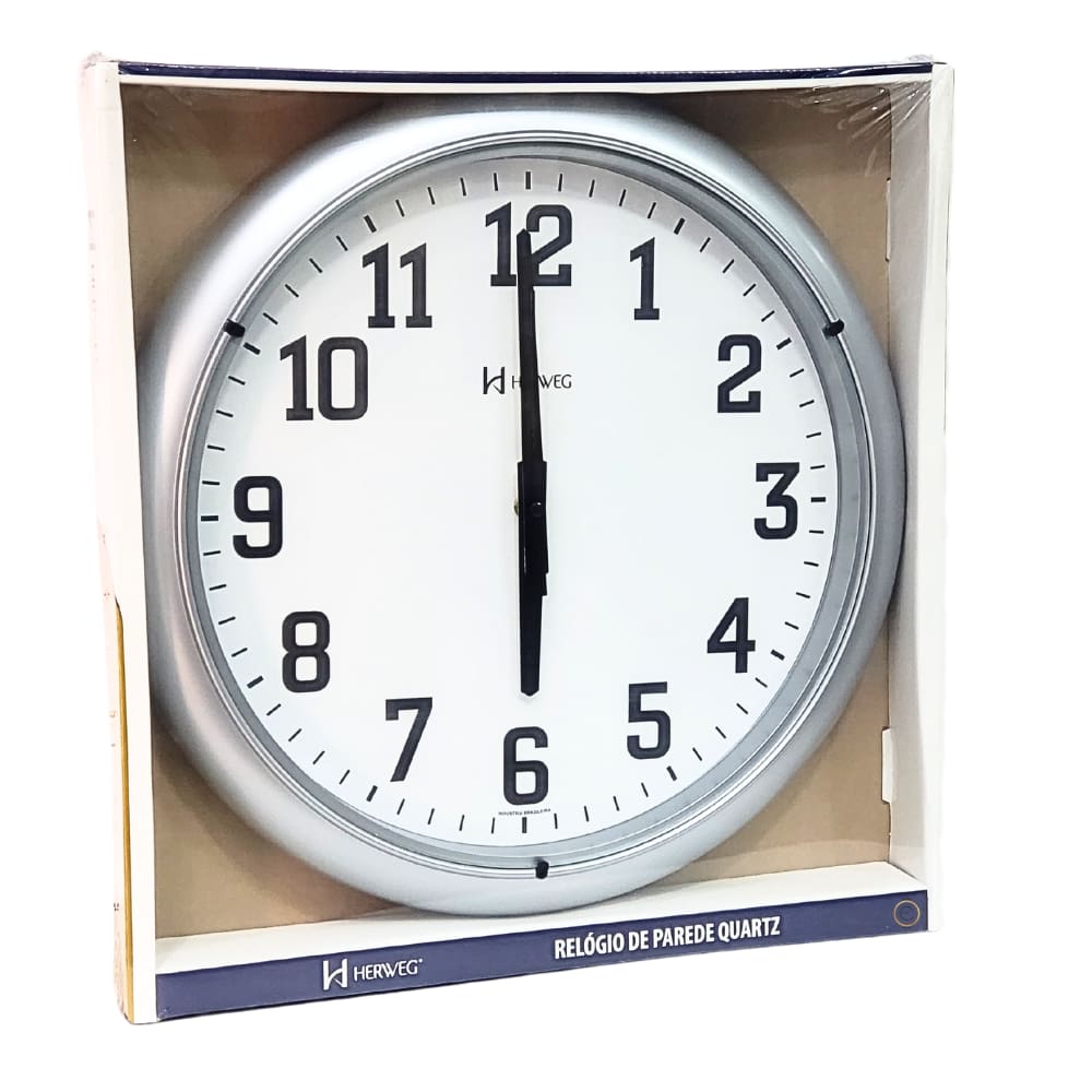 Relógio de Parede Herweg Quartz Analógico Prata Metálico 6129 - 070