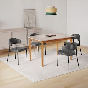Conjunto Sala de Jantar Mesa com Vidro Candian 4 Cadeiras Bless Marrom/Off White/Preto