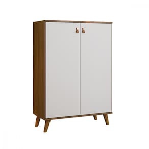 Cômoda Multiuso Encanto 2 Portas Nogal com Branco Brilho Batrol
