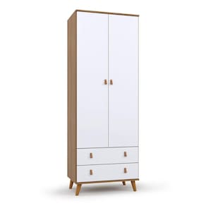 Guarda Roupa Infantil Encanto Nogal com Branco Brilho Batrol