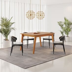 Conjunto Sala de Jantar Mesa Elegance com 4 Cadeiras Bless Marrom/Preto
