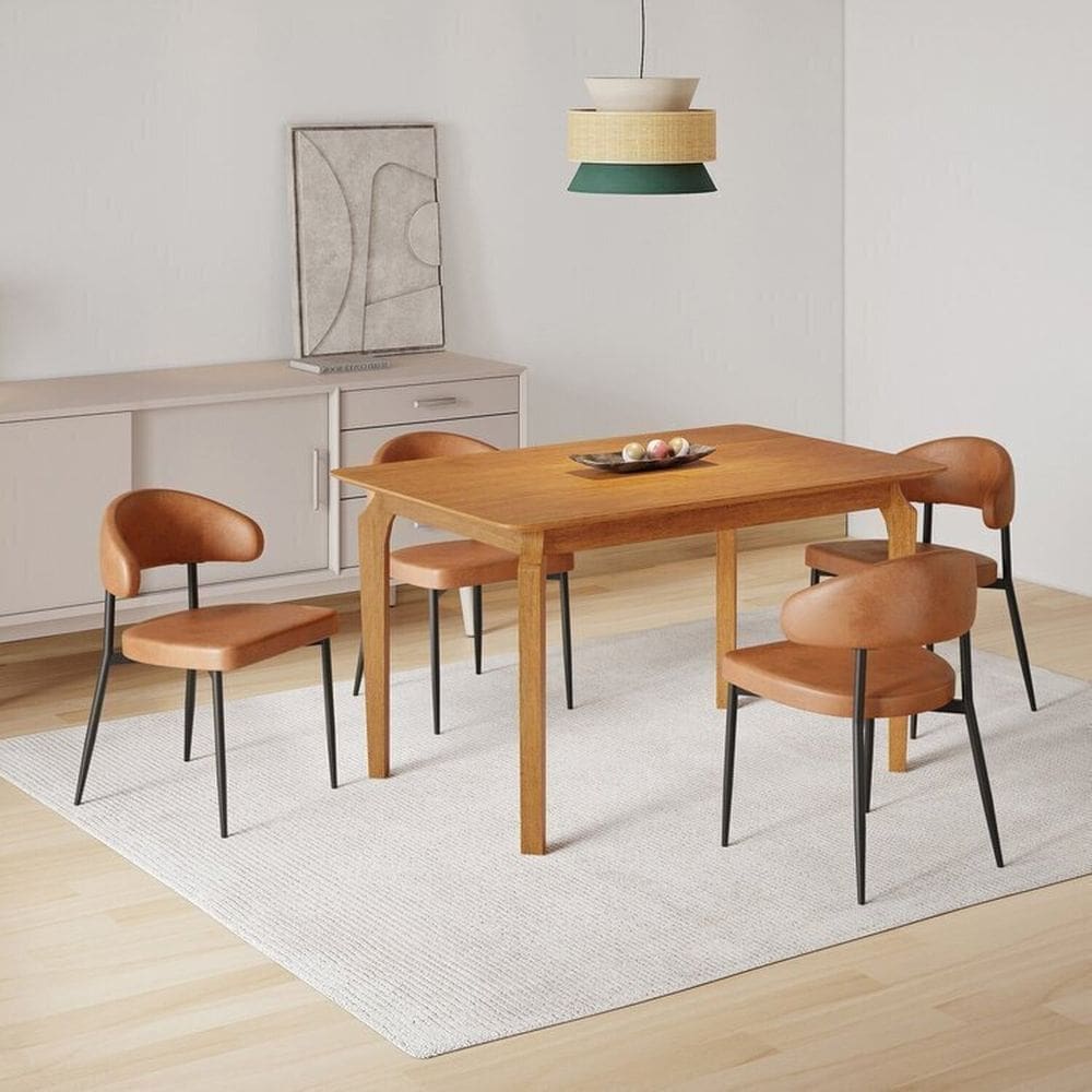 Conjunto Sala de Jantar Mesa Candian com 4 Cadeiras Bless Marrom/Whiskey