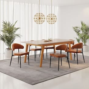 Conjunto Sala de Jantar Mesa Elegance Candian com 6 Cadeiras Bless Marrom/Off White/Whiskey