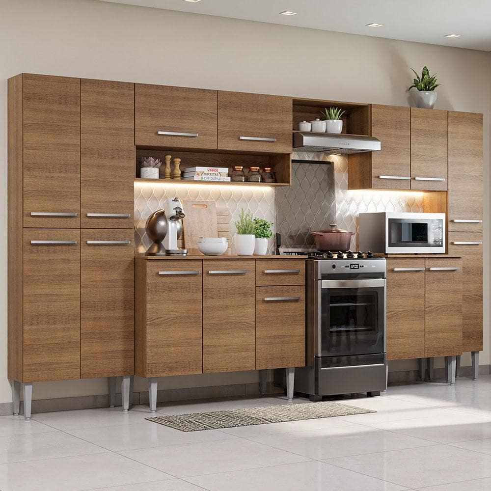 Cozinha Completa Madesa Emilly Joy com Armário e Balcão 15 Portas 1 Gaveta XV