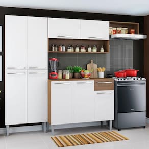 Armário de Cozinha Compacta Rustic/Branco Emilly Top Madesa XV