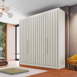 Guarda Roupa Potente 1,69m 4 Portas Ripadas Off White