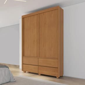 Guarda Roupa Veroneze 1,58m 2 Portas De Correr Com 4 Gavetas 100% Mdf Rubi