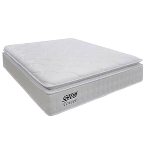 Colchão Casal Queen Molas Ensacadas Gazin Com Pillow Tower New 158x198x35cm Branco Branco
