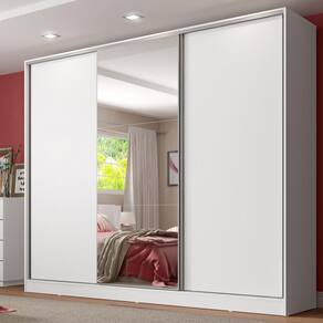 Guarda Roupa Casal 100% MDF com Espelho Madesa Royale 3 Portas de Correr XV