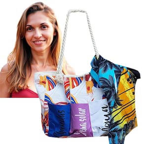 Bolsa Praia Porta Garrafas Estilo Floresta + Canga