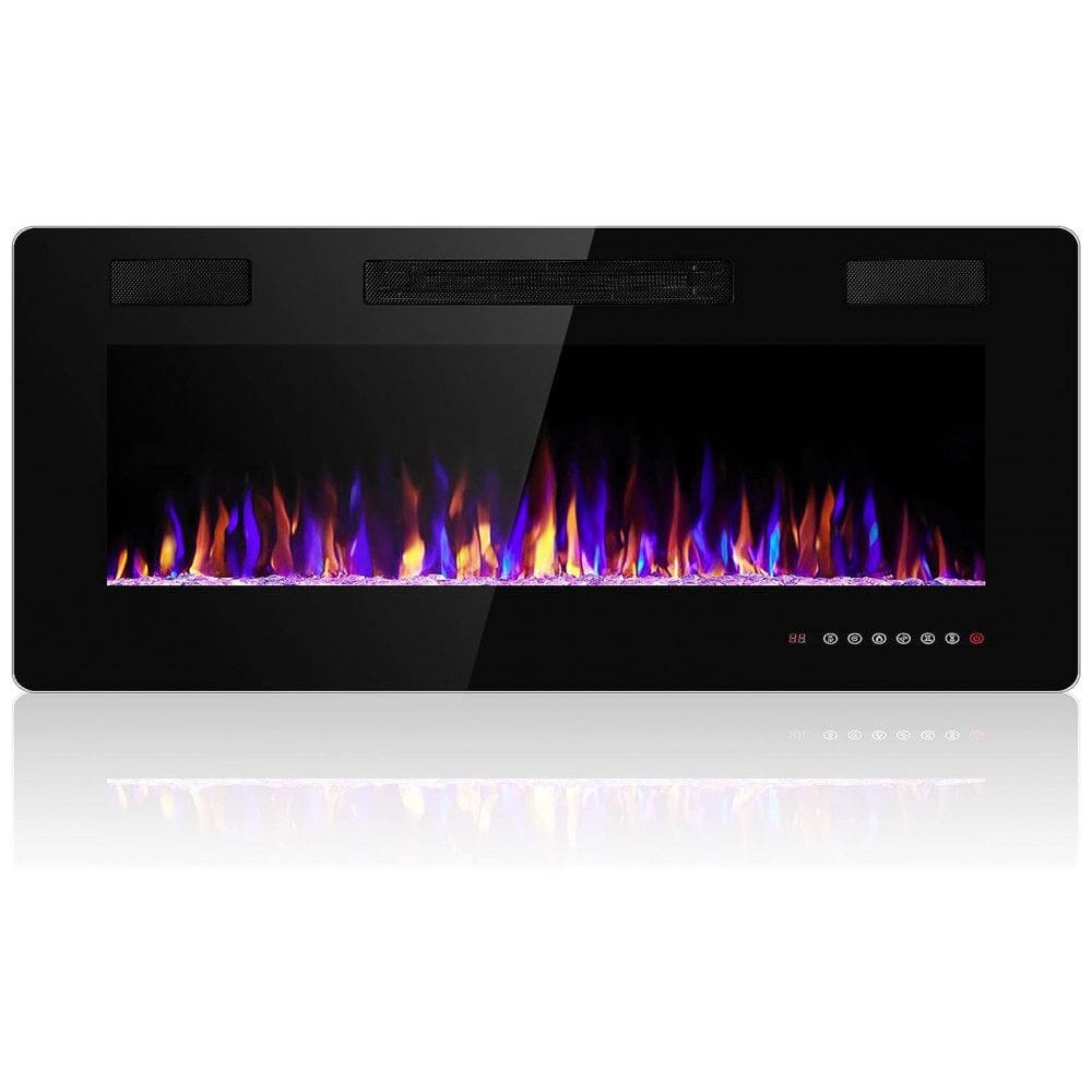 Lareira Elétrica de Embutir A45x106L com Controle Remoto e Digital, Luz LED, Chama Ajustável e Temporizador, 1500W, 110v, ELECTACTIC 842C3, Preto