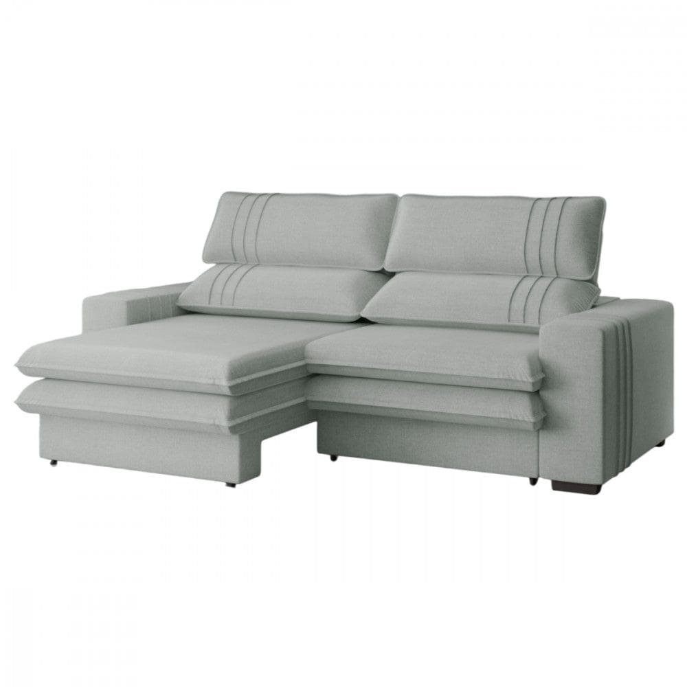 Sofá Retrátil e Reclinável 2.50m London Linho Cinza Konfort