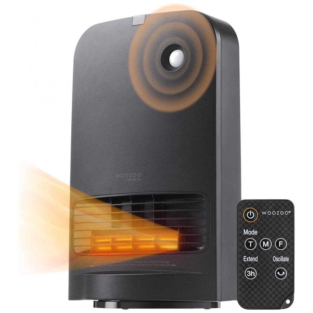 Aquecedor Elétrico Portátil de Cerâmica com Termômetro Embutido e Silencioso, 1500W 110V, IRIS USA, Preto