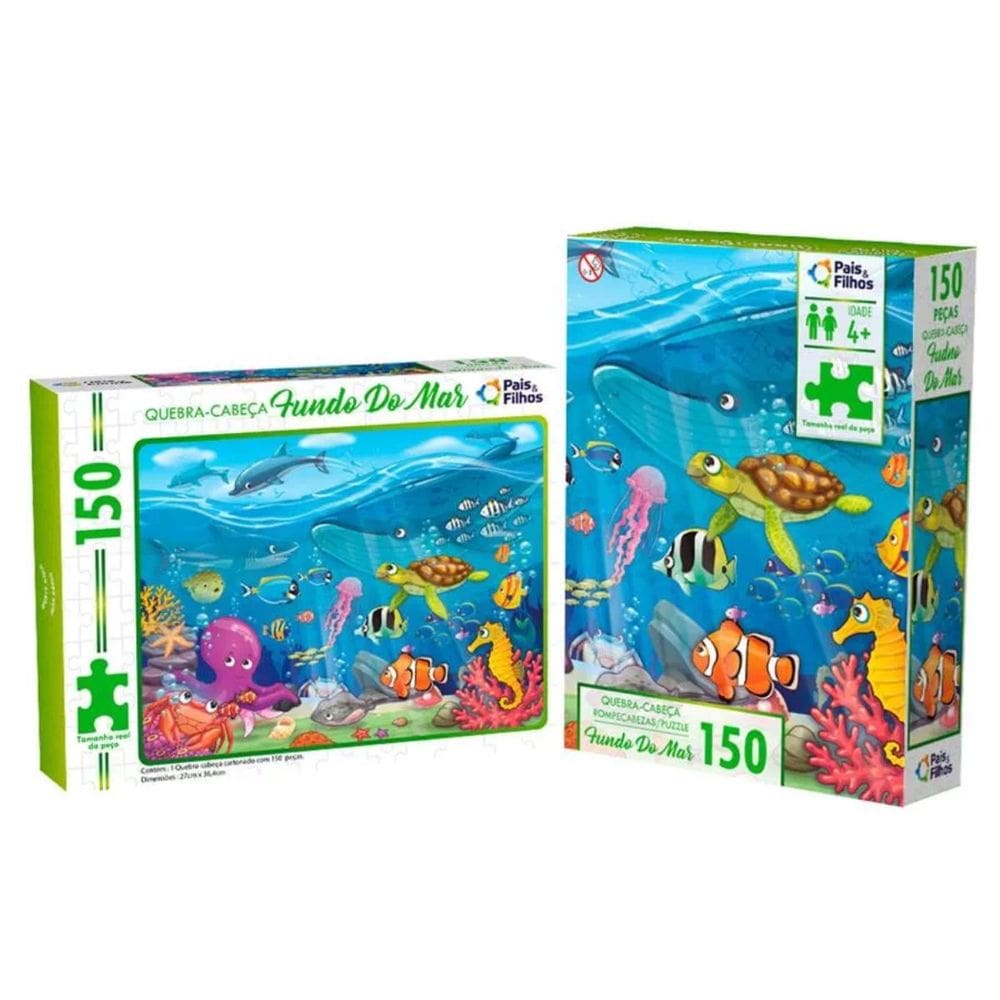 Jogo Interativo Quebra Cabeça Fundo do Mar 150 Peças Pais & Filhos