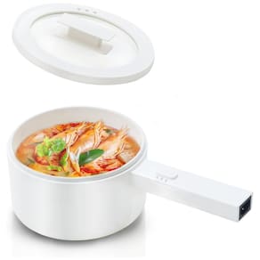 Panela Elétrica Multifuncional 1.5L, Aço Inoxidável com Controle de Temperatura, 750W, Branca, 110v, OLAYKS, Branco