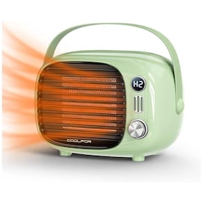 Aquecedor Elétrico Portátil de Cerâmica com Controle de Temperatura e Silencioso, 800W 110V, Coolfor, Verde