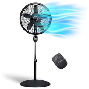 Ventilador Pedestal Oscilante com Altura Ajustável, Controle Remoto, Temporizador e 3 Velocidades, 110V 60W, Lasko, Preto