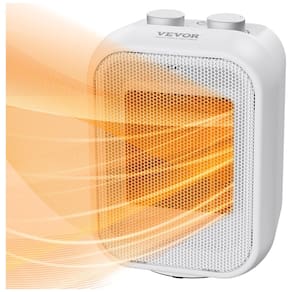 Aquecedor e Ventilador Elétrico Portátil com Termostato e Silencioso, 110V 1500W, VEVOR, Branco