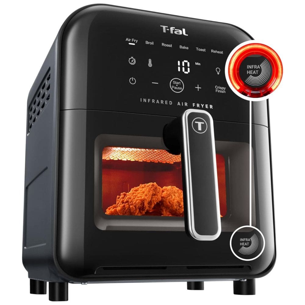 Air Fryer Fritadeira de Ar com Tela Digital de 5,6L e 7 Funções de Cozimento, 110V 1550W, T Fal, Preta