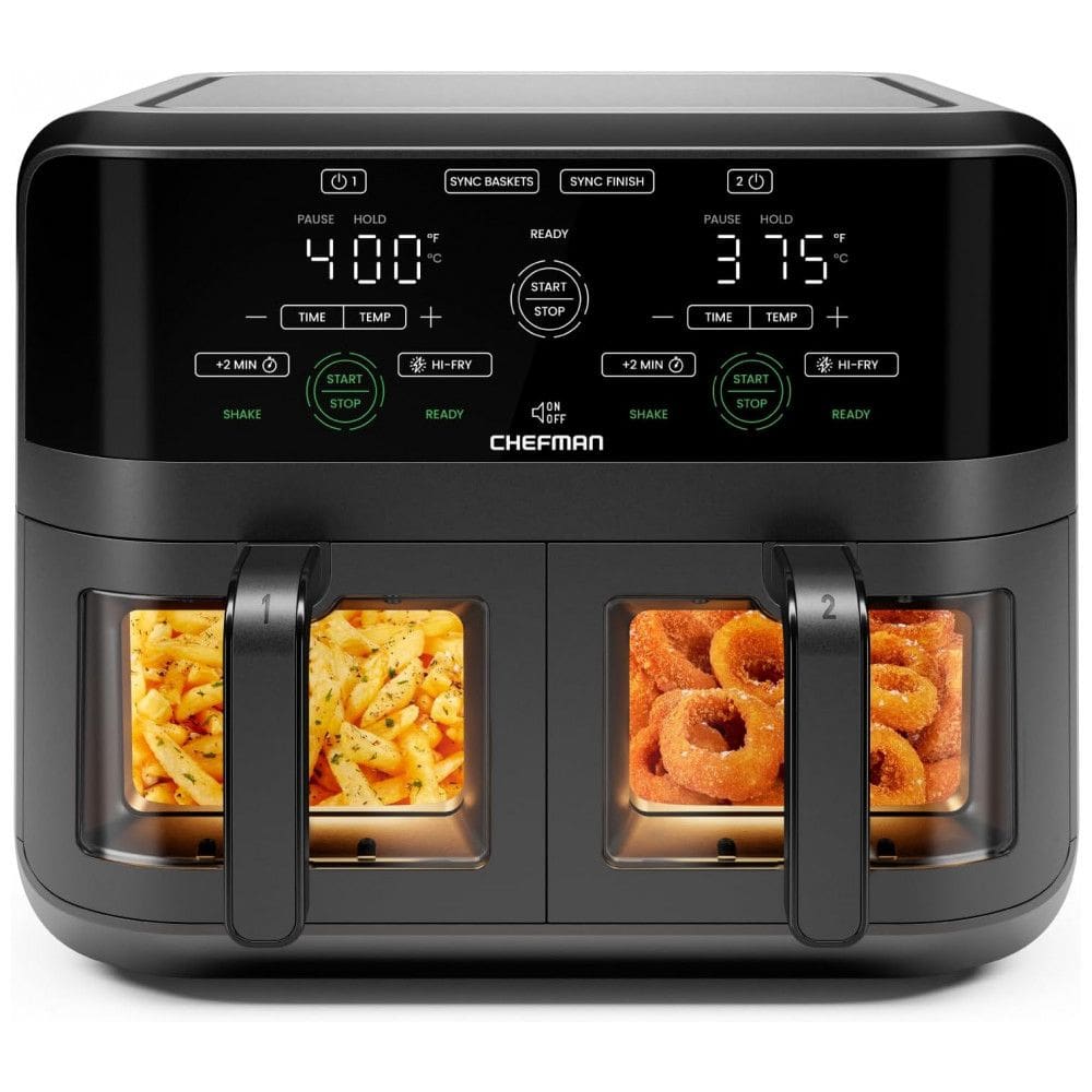 Fritadeira Elétrica Airfryer com 2 Cestos de 3L e Janela de Visualização, 110V 1700W, CHEFMAN, Preto e Cinza