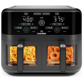 Fritadeira Elétrica Airfryer com 2 Cestos de 3L e Janela de Visualização, 110V 1700W, CHEFMAN, Preto e Cinza