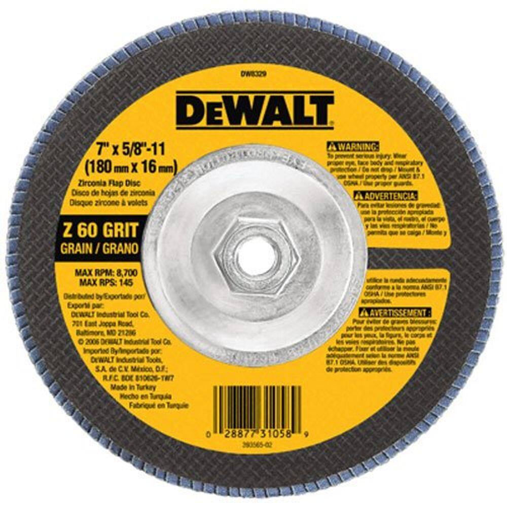 Disco de aba para rebarbadora ANGULAR DEWALT DW8329 60 Grit Zirconia 7&quot;