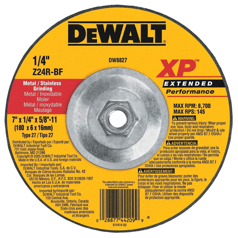 Rebolo DEWALT DW8827 Abrasivo de zircônia de 7 polegadas