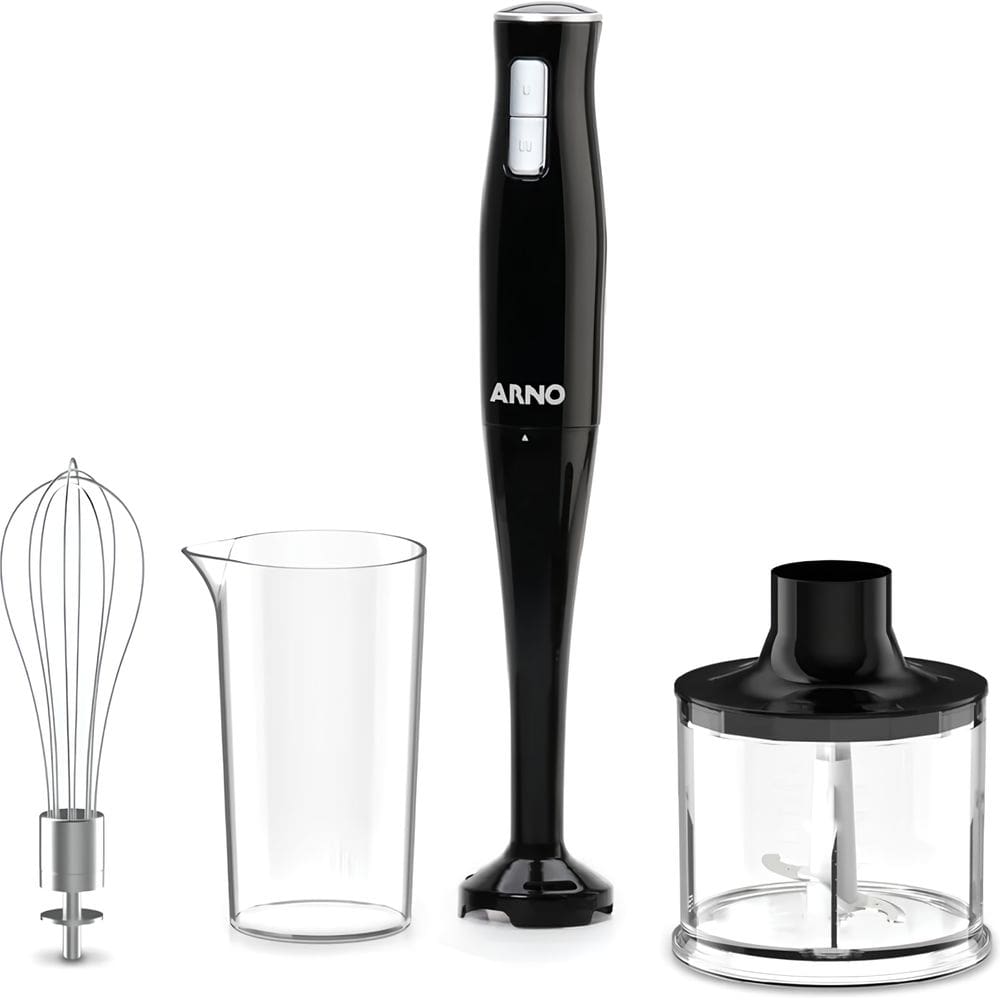 Mixer Portátil Arno Turbo Mix Pro 3 em 1 Inox 400W Copo Medidor 500ml Acessórios Prático