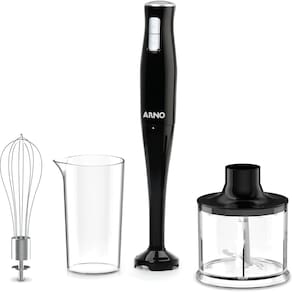 Mixer Portátil Arno Turbo Mix Pro 3 em 1 Inox 400W Copo Medidor 500ml Acessórios Prático