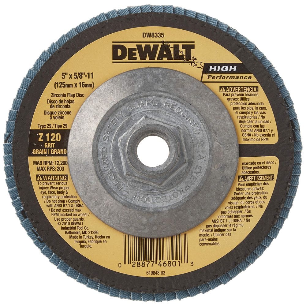 Disco de aba para rebarbadora ANGULAR DEWALT DW8335 120 Grit Zirconia 5cm