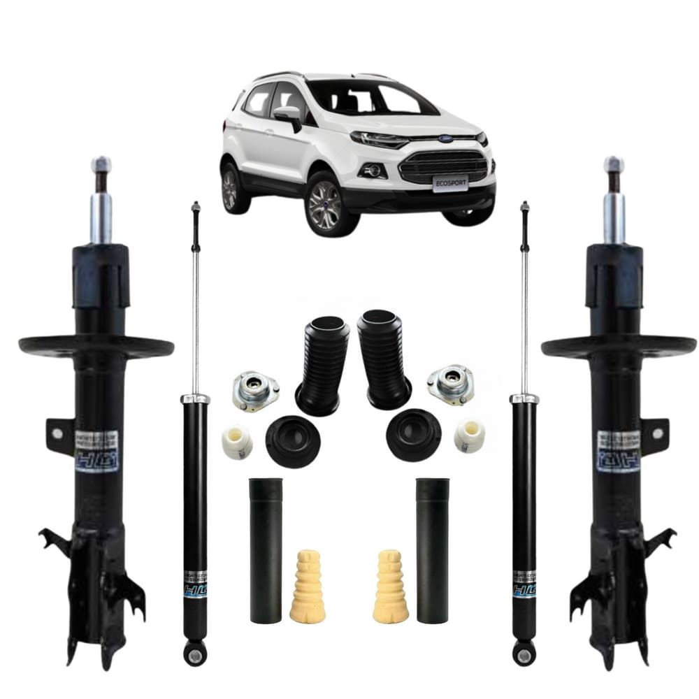 Amortecedor Dianteiro E Traseiro Nakata + Kit Batente Ford Ecosport 2012 A 2020