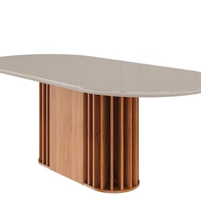 Mesa para Sala de Jantar Julieta 210 Cm Oval Cinamomo/ Offwhite