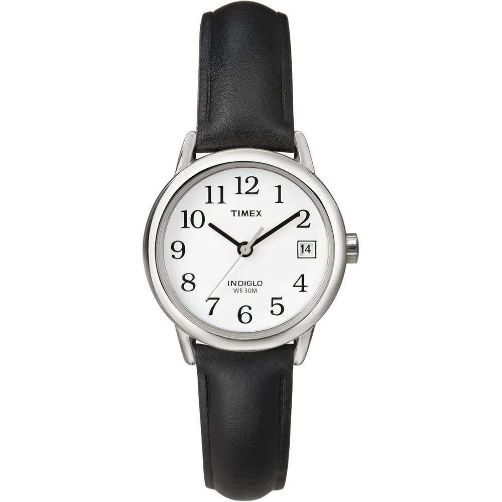 Relógio Timex Easy Reader feminino, estojo de 25 mm prateado com pulseira de couro