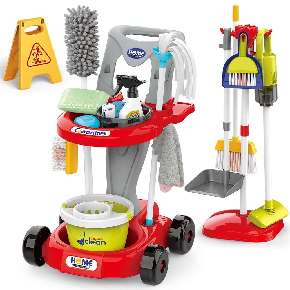 Conjunto de brinquedos de limpeza zaddgiuuy Toddler com aspirador de pó 29 unidades