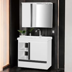 Gabinete de Banheiro com Espelheira Kit Macapá 60cm Branco