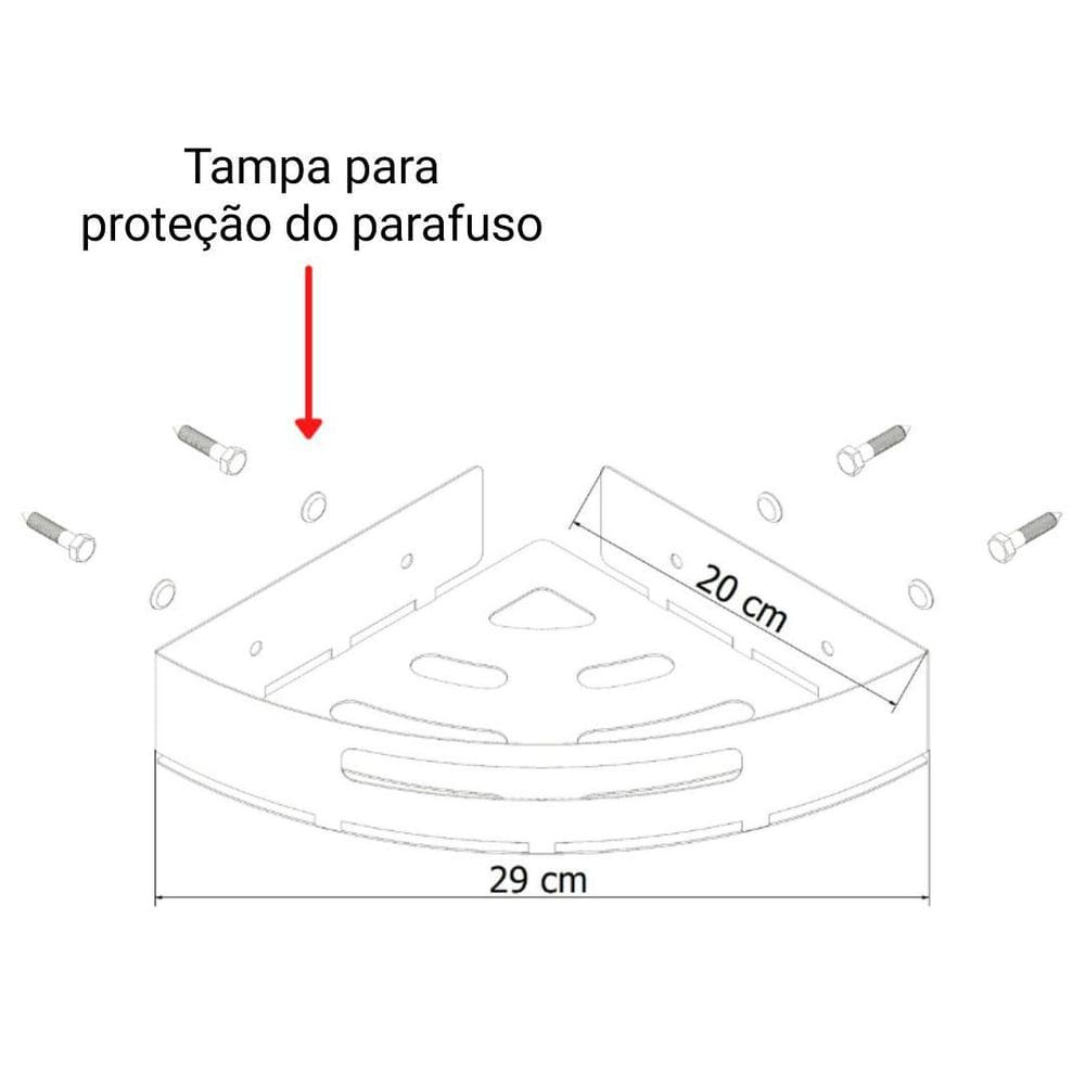 Suportes Porta Shampoo de Canto - Aço Inox  20x20x5cm 