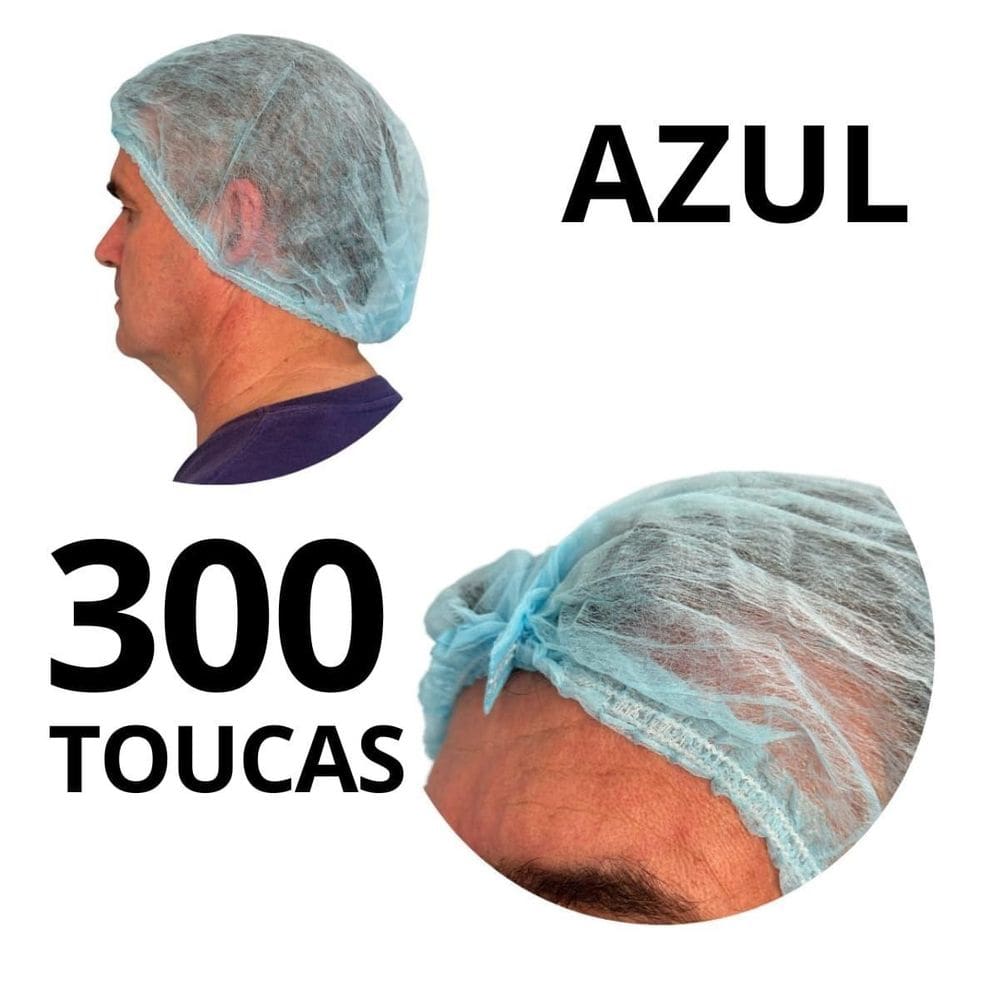 300 Touca Descartavel Sanfonada Azul Em Tnt Marca Aradesc